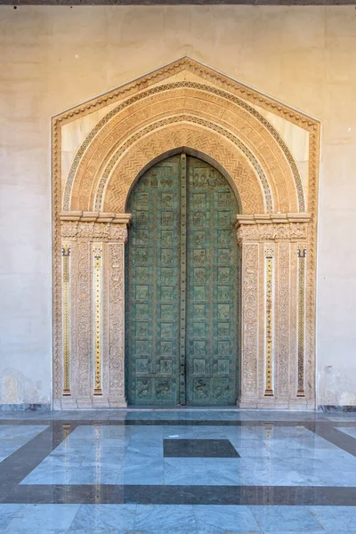 Puerta Principal Bronce Decorada Catedral Monreale Sicilia — Foto de Stock