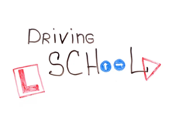 Driving School Chalkboard Educational Creative Composition Driving School Caption Traffic — Stock Photo, Image