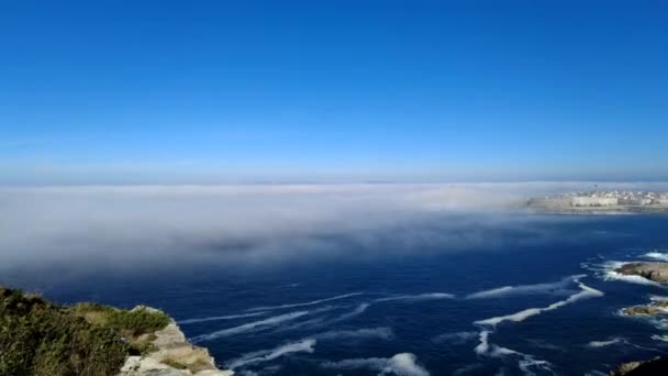 Időeltolódás Ködfelhő Orzn Öbölbe Hercules Világítótorony Unesco Örökség Része — Stock videók