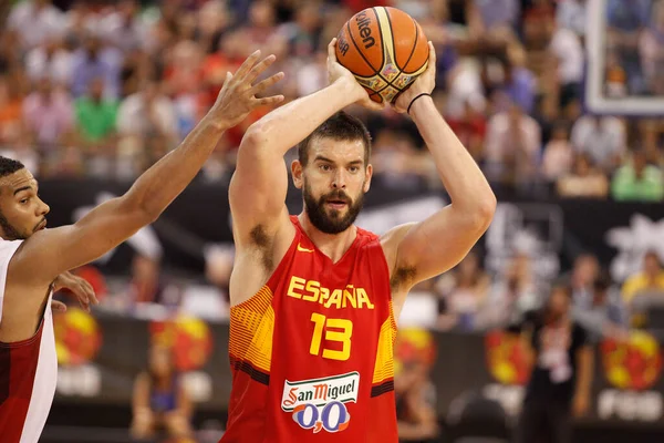 Μια Coruna Ισπανία Marc Gasol Σουτ Για Καλάθι Κατά Διάρκεια — Φωτογραφία Αρχείου