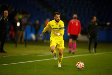 30 Kasım 2021 'de Riazor Stadyumu' nda Victoria CF ile Villarreal arasında oynanan İspanya Kral Kupası maçında bir Coruna-Spain.Mario Gaspar (defans) dövüşü başladı.