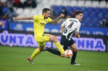 30 Kasım 2021 'de Riazor Stadyumu' nda Victoria CF ile Villarreal arasında oynanan İspanya Kral Kupası maçında bir Coruna-Spain.Paco Alcacer (forvet) oynuyordu.