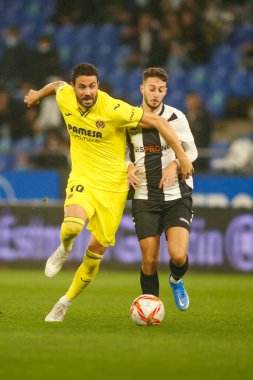 30 Kasım 2021 'de Riazor Stadyumu' nda Victoria CF ile Villarreal arasında oynanan İspanya Kral Kupası maçında Coruna-Spaint.Vicente Iborra maç yapıyor.