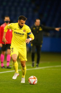 30 Kasım 2021 'de Riazor Stadyumu' nda Victoria CF ve Villarreal arasında oynanan İspanya Kral Kupası 'nın futbol maçı sırasında bir Coruna-Spaina.Mario Gaspar başladı.
