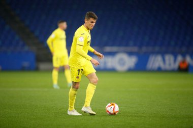 30 Kasım 2021 'de Riazor Stadyumu' nda Victoria CF ile Villarreal arasında oynanan İspanya Kral Kupası 'nda oynanan bir Coruna-Spaina.Dani Raba maçı sırasında