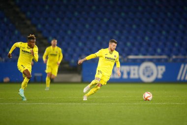 30 Kasım 2021 'de Riazor Stadyumu' nda Victoria CF ile Villarreal arasında oynanan İspanya Kral Kupası maçında bir Coruna-Spaina.Moreno maç yapıyor.