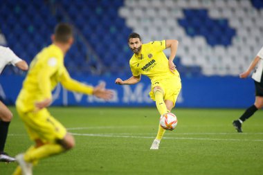 30 Kasım 2021 'de Riazor Stadyumu' nda Victoria CF ile Villarreal arasında oynanan İspanya Kral Kupası maçında Coruna-Spaint.Vicente Iborra maç yapıyor.