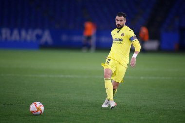 30 Kasım 2021 'de Riazor Stadyumu' nda Victoria CF ve Villarreal arasında oynanan İspanya Kral Kupası 'nın futbol maçı sırasında bir Coruna-Spaina.Mario Gaspar başladı.