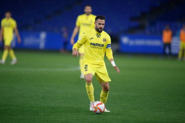 30 Kasım 2021 'de Riazor Stadyumu' nda Victoria CF ve Villarreal arasında oynanan İspanya Kral Kupası 'nın futbol maçı sırasında bir Coruna-Spaina.Mario Gaspar başladı.
