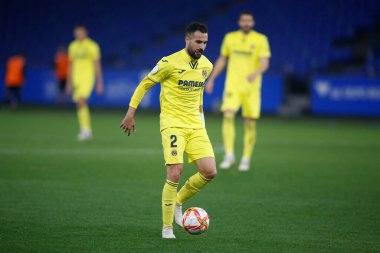 30 Kasım 2021 'de Riazor Stadyumu' nda Victoria CF ve Villarreal arasında oynanan İspanya Kral Kupası 'nın futbol maçı sırasında bir Coruna-Spaina.Mario Gaspar başladı.