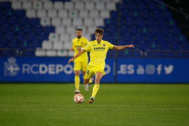 30 Kasım 2021 'de Riazor Stadyumu' nda Victoria CF ile Villarreal arasında oynanan İspanya Kral Kupası maçında bir Coruna-Spain.Dani Esmoris maç yapıyor.