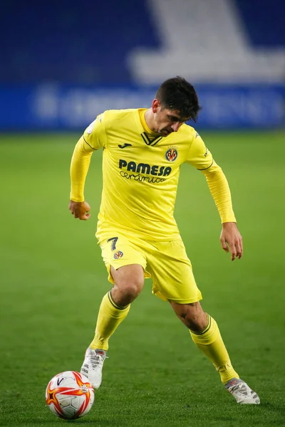 30 Kasım 2021 'de Riazor Stadyumu' nda Victoria CF ile Villarreal arasında oynanan İspanya Kral Kupası maçında Coruna-Spain.Gerard Moreno (forvet) sahada.