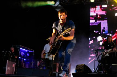 CORUNA, SPAIN - AUGUST 1, 2022: James Blunt, performs live in concert at Maria Pita square, on August 1, 2022, in A Coruna, Spain.