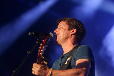 CORUNA, SPAIN - AUGUST 1, 2022: James Blunt, performs live in concert at Maria Pita square, on August 1, 2022, in A Coruna, Spain.