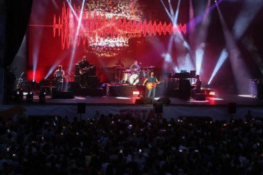 CORUNA, SPAIN - AUGUST 1, 2022: James Blunt, performs live in concert at Maria Pita square, on August 1, 2022, in A Coruna, Spain.