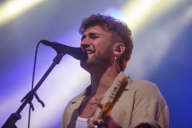 A CORUNA -SPAIN AUGUST 3: Dani Fernandez (singer) performs in concert at the Maria Pita parties on August 03, 2022 in A Coruna, Spain.