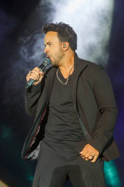 A Coruna,Spain.August 15, 2022. Luis Fonsi, Puerto Rican singer performs on stage during the Maria Pita festivities in A Coruna on Monday, August 15, 2022