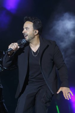 A Coruna,Spain.August 15, 2022. Luis Fonsi, Puerto Rican singer performs on stage during the Maria Pita festivities in A Coruna on Monday, August 15, 2022