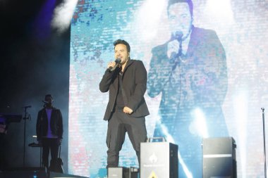 A Coruna,Spain.August 15, 2022. Luis Fonsi, Puerto Rican singer performs on stage during the Maria Pita festivities in A Coruna on Monday, August 15, 2022