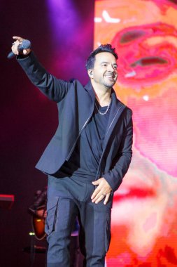 A Coruna,Spain.August 15, 2022. Luis Fonsi, Puerto Rican singer performs on stage during the Maria Pita festivities in A Coruna on Monday, August 15, 2022