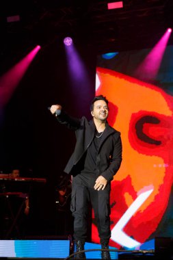 A Coruna,Spain.August 15, 2022. Luis Fonsi, Puerto Rican singer performs on stage during the Maria Pita festivities in A Coruna on Monday, August 15, 2022