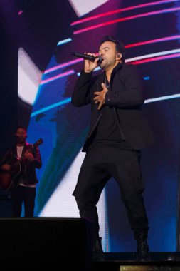 A Coruna,Spain.August 15, 2022. Luis Fonsi, Puerto Rican singer performs on stage during the Maria Pita festivities in A Coruna on Monday, August 15, 2022