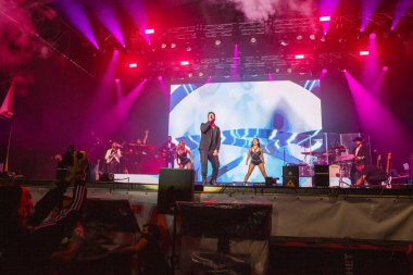 A Coruna,Spain.August 15, 2022. Luis Fonsi, Puerto Rican singer performs on stage during the Maria Pita festivities in A Coruna on Monday, August 15, 2022