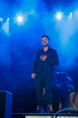 A Coruna,Spain.August 15, 2022. Luis Fonsi, Puerto Rican singer performs on stage during the Maria Pita festivities in A Coruna on Monday, August 15, 2022