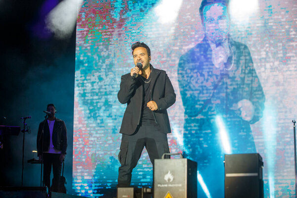 A Coruna,Spain.August 15, 2022. Luis Fonsi, Puerto Rican singer performs on stage during the Maria Pita festivities in A Coruna on Monday, August 15, 2022