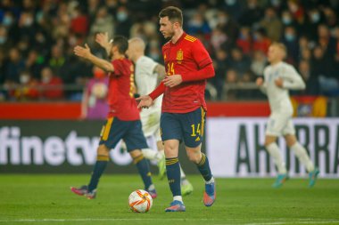 İspanya 'nın Aymeric Laporte savunucusu İspanya ile İzlanda arasında 29 Mart 2022 tarihinde La Coruna, İspanya' da oynanan Riazor Stadyumu 'nda oynanan dostluk karşılaşmasında