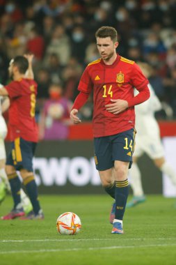 İspanya 'nın Aymeric Laporte savunucusu İspanya ile İzlanda arasında 29 Mart 2022 tarihinde La Coruna, İspanya' da oynanan Riazor Stadyumu 'nda oynanan dostluk karşılaşmasında
