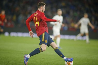 İspanya 'nın Aymeric Laporte savunucusu İspanya ile İzlanda arasında 29 Mart 2022 tarihinde La Coruna, İspanya' da oynanan Riazor Stadyumu 'nda oynanan dostluk karşılaşmasında