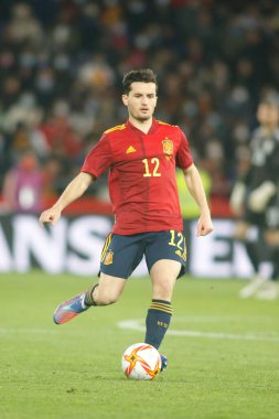 Hugo Guillamon İspanya ile İzlanda arasında 29 Mart 2022 tarihinde La Coruna, İspanya 'da oynanan Riazor Stadyumu' nda oynanan dostluk karşılaşmasında İspanya 'nın savunucusu.