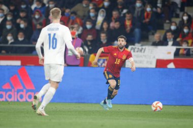 İspanya 'dan Jordi Alba, 29 Mart 2022' de İspanya 'nın La Coruna kentindeki Riazor Stadyumu' nda İspanya ile İzlanda arasında oynanan dostluk karşılaşmasında. (