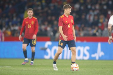 İspanya 'nın orta saha oyuncusu Marcos LLorente, İspanya ile İzlanda arasında 29 Mart 2022 tarihinde La Coruna, İspanya' da oynanan Riazor Stadyumu 'nda oynanan dostluk karşılaşmasında.