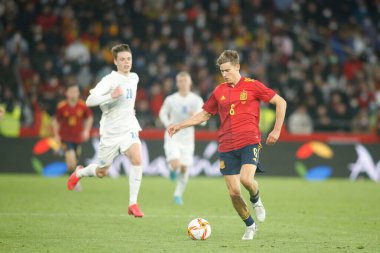 İspanya 'nın orta saha oyuncusu Marcos LLorente, İspanya ile İzlanda arasında 29 Mart 2022 tarihinde La Coruna, İspanya' da oynanan Riazor Stadyumu 'nda oynanan dostluk karşılaşmasında.