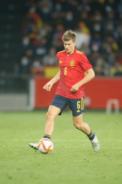 İspanya 'nın orta saha oyuncusu Marcos LLorente, İspanya ile İzlanda arasında 29 Mart 2022 tarihinde La Coruna, İspanya' da oynanan Riazor Stadyumu 'nda oynanan dostluk karşılaşmasında.