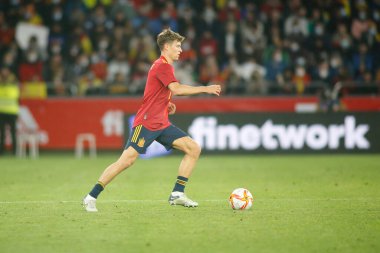 İspanya 'nın orta saha oyuncusu Marcos LLorente, İspanya ile İzlanda arasında 29 Mart 2022 tarihinde La Coruna, İspanya' da oynanan Riazor Stadyumu 'nda oynanan dostluk karşılaşmasında.