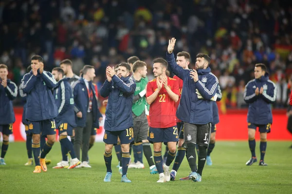 Les Joueurs Espagne Saluent Les Fans Lors Match Football Amical — Photo