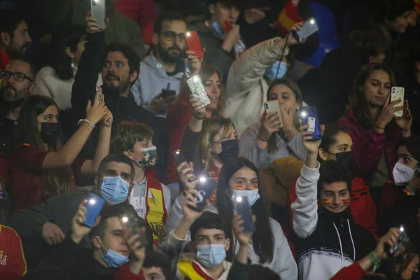 Los Aficionados España Son Vistos Durante Partido Amistoso Entre España —  Fotos de Stock