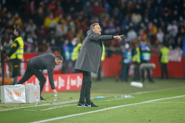 Luis Enrique Entrenador Principal España Reacciona Durante Partido Amistoso Internacional Imágenes De Stock Sin Royalties Gratis