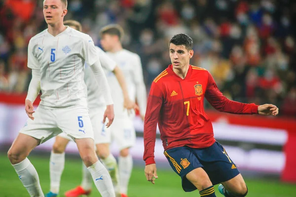 Coruna España Marzo Álvaro Morata España Durante Partido Amistoso Entre Imagen De Stock