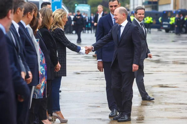 Primer Ministro Español Pedro Sánchez Canciller Alemán Olaf Scholz Asisten Imagen De Stock