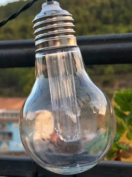 decorative outdoor led bulb hanging on the terrace