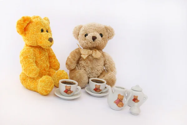 Cup of coffee with teddy bears — Stock Photo, Image
