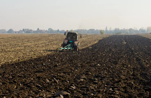 Traktor szántás — Stock Fotó