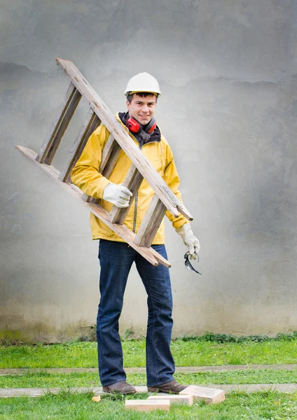 Worker with ladder — Stock Photo, Image