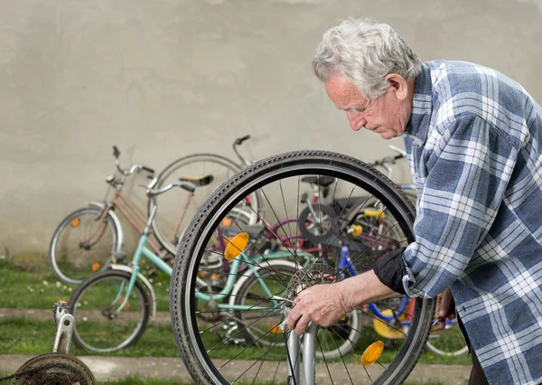 Repairing bike — Stock Photo, Image