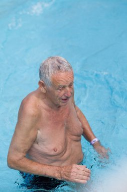 Old man in the pool clipart
