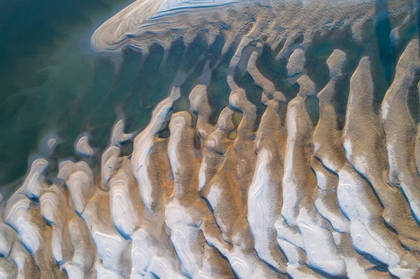 Aerial Image Sandy Dunes River Coast Low Water Level Abstract — Foto de Stock